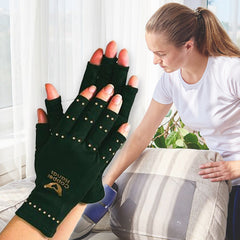 Copper Fiber Fingerless Compression Gloves for Arthritic Joints