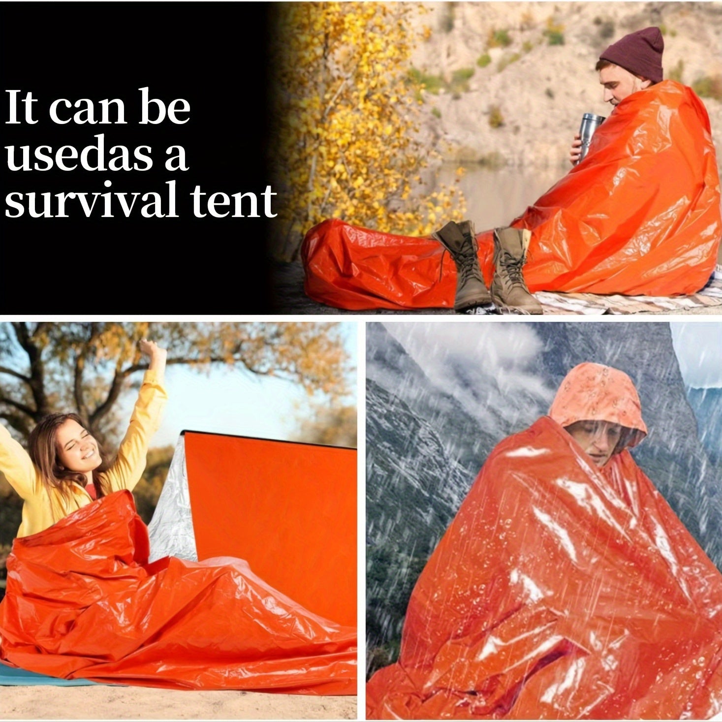 Orange Single Sleeping Bag Waterproof Camping Emergency PE Film Sleeping Bag