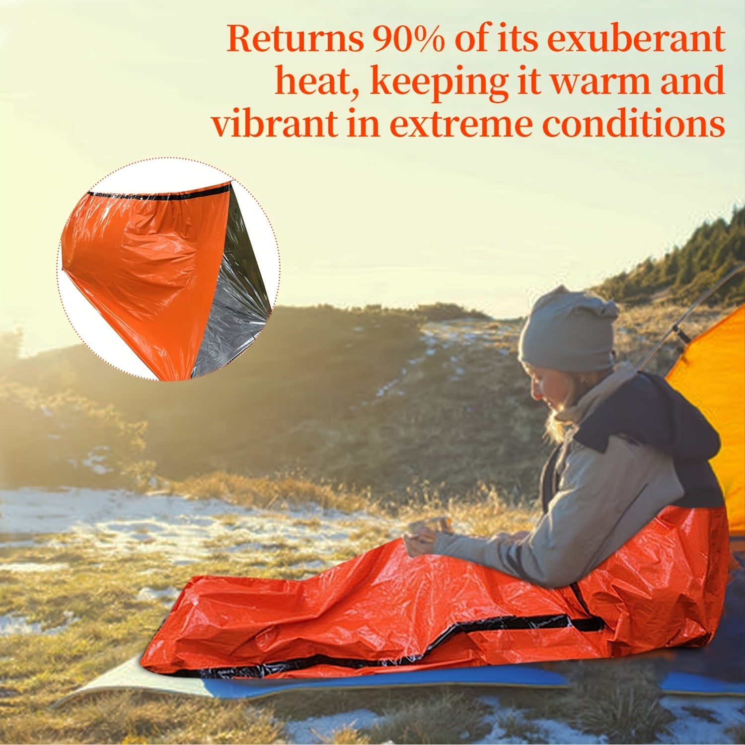 Orange Single Sleeping Bag Waterproof Camping Emergency PE Film Sleeping Bag