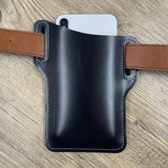 Men's PU Leather Phone Case Outdoor Sports Storage Bag