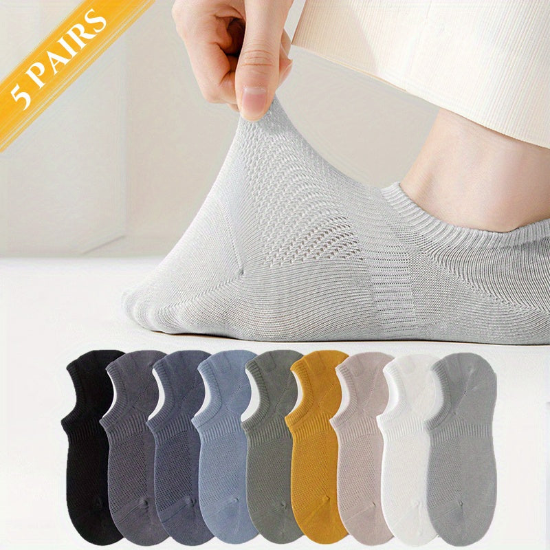Men's Solid Liner Anklets Socks Breathable Soft Sweat Absorbent Socks