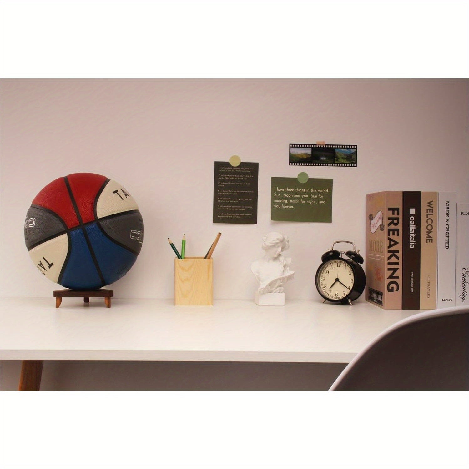 Wooden Ball Stand Display Holder For Rugby Basketball Football Autographed Ball