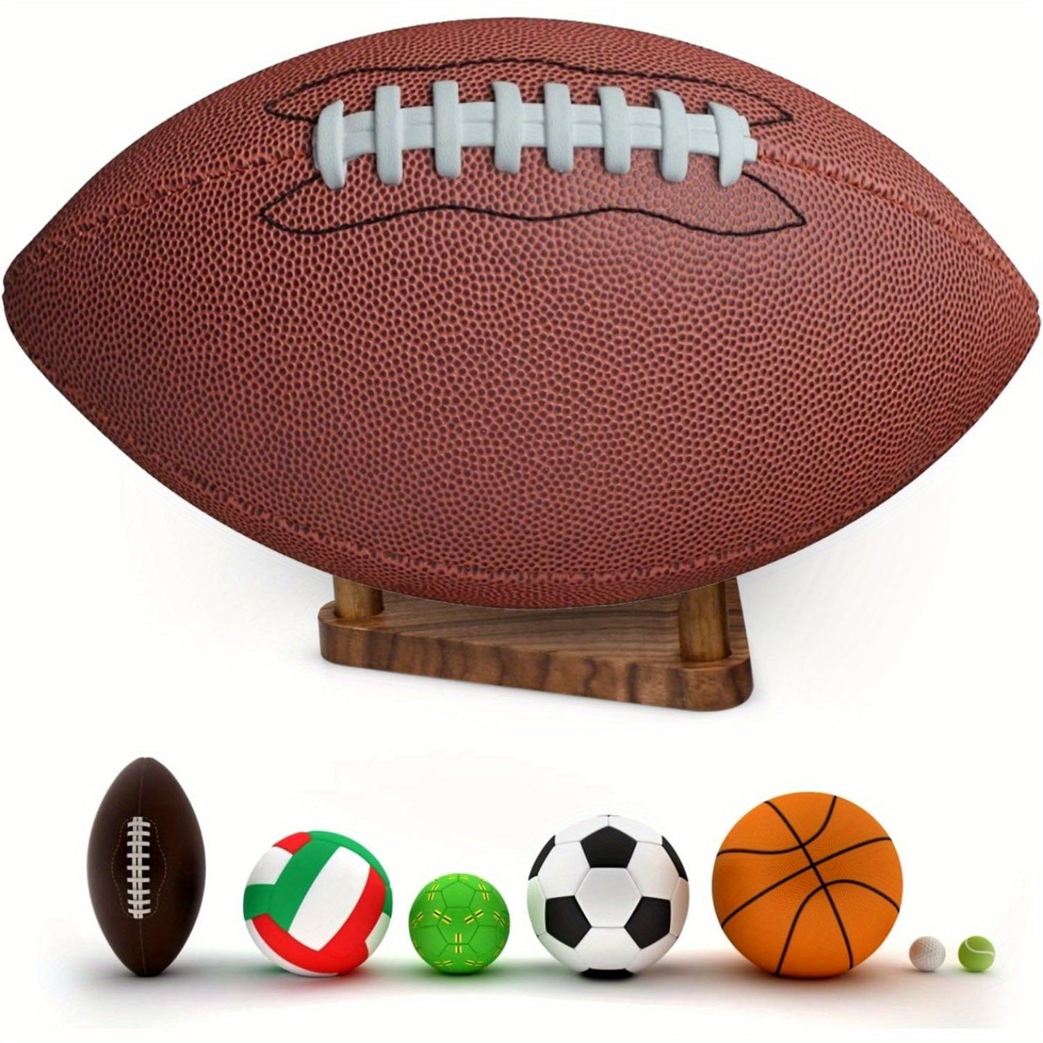 Wooden Ball Stand Display Holder For Rugby Basketball Football Autographed Ball