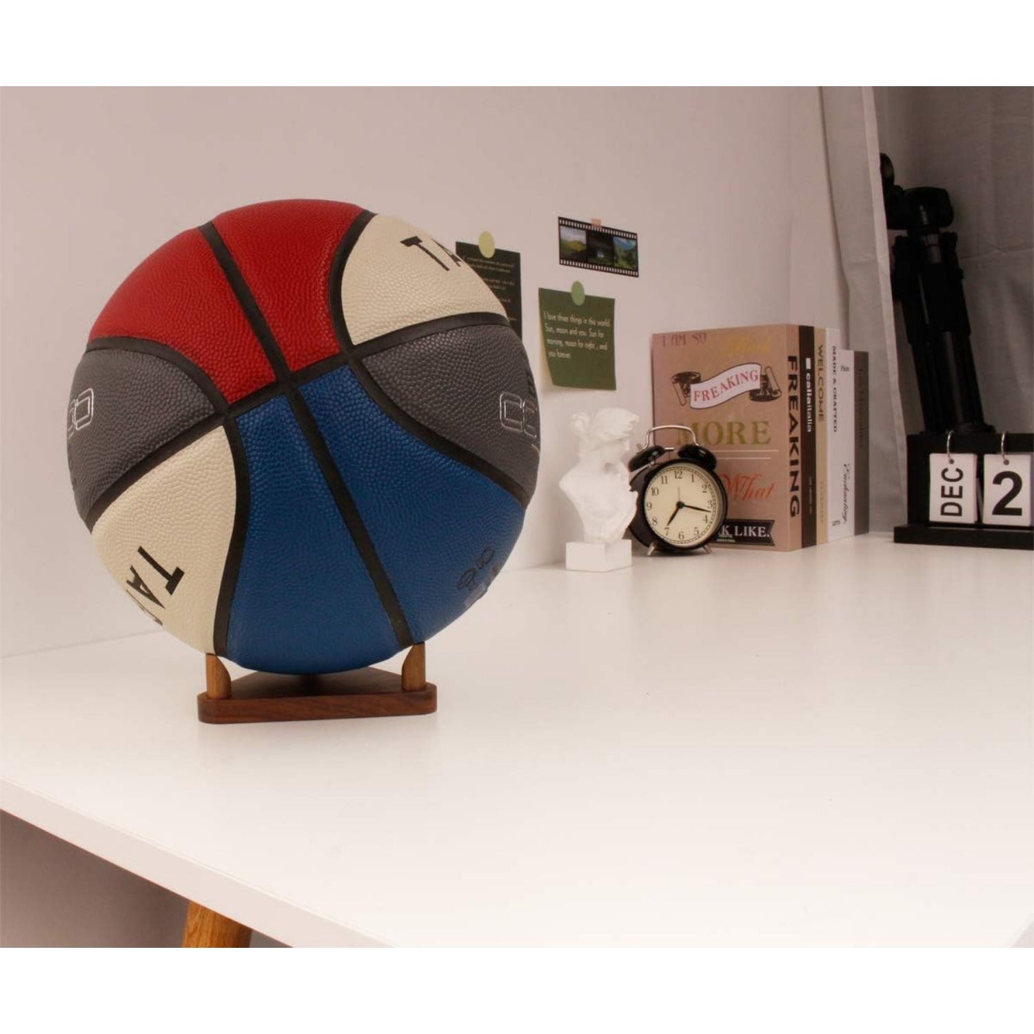 Wooden Ball Stand Display Holder For Rugby Basketball Football Autographed Ball