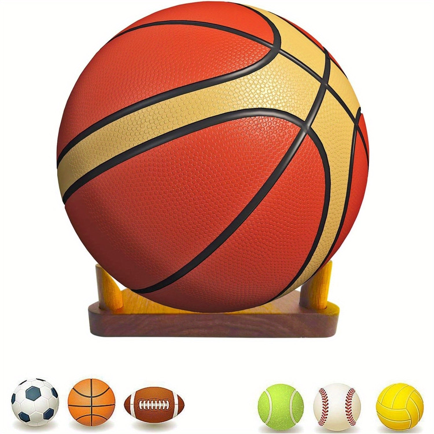 Wooden Ball Stand Display Holder For Rugby Basketball Football Autographed Ball