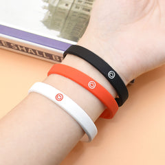 6 Pcs Smiling Face Silicone Bracelet Colored Rubber Band Wrist Band