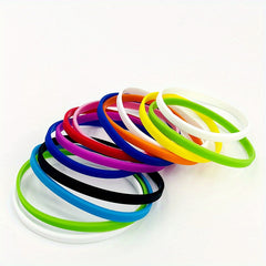 20 Pcs Thin Silicone Bracelet 5mm Bright Elastic Wrist Band