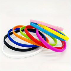 20 Pcs Thin Silicone Bracelet 5mm Bright Elastic Wrist Band