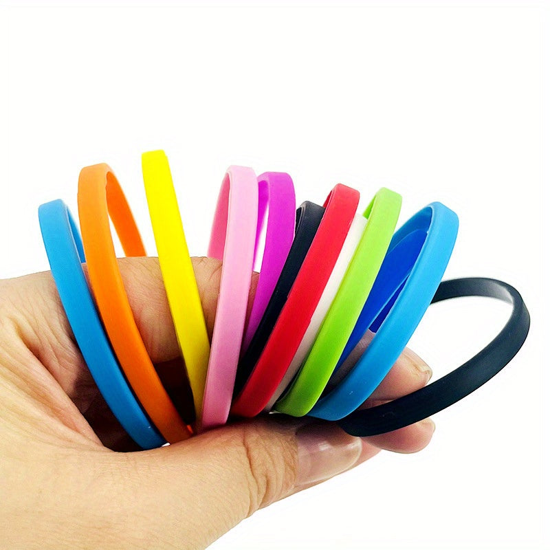 20 Pcs Thin Silicone Bracelet 5mm Bright Elastic Wrist Band
