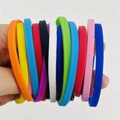 20 Pcs Thin Silicone Bracelet 5mm Bright Elastic Wrist Band