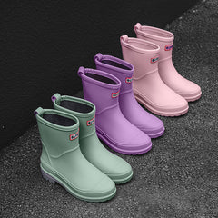 Women's Waterproof Rain Boots Medium Tube Comfortable Solid Non slip Outdoor