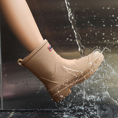 Women's Waterproof Rain Boots Medium Tube Comfortable Solid Non slip Outdoor