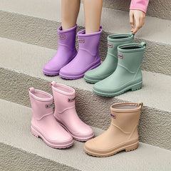 Women's Waterproof Rain Boots Medium Tube Comfortable Solid Non slip Outdoor