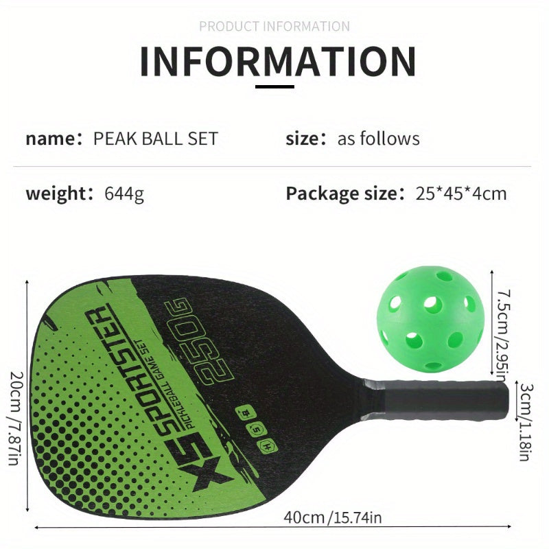 Pickleball Racket Set - 2 Rackets 4 Balls & Bag