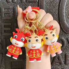 Cartoon Dragon Keychain Doll Bag Car Key Chain Pendant Year Gift
