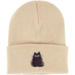 Cat Embroidered Knitted Beanie Hat Winter Warm Hat