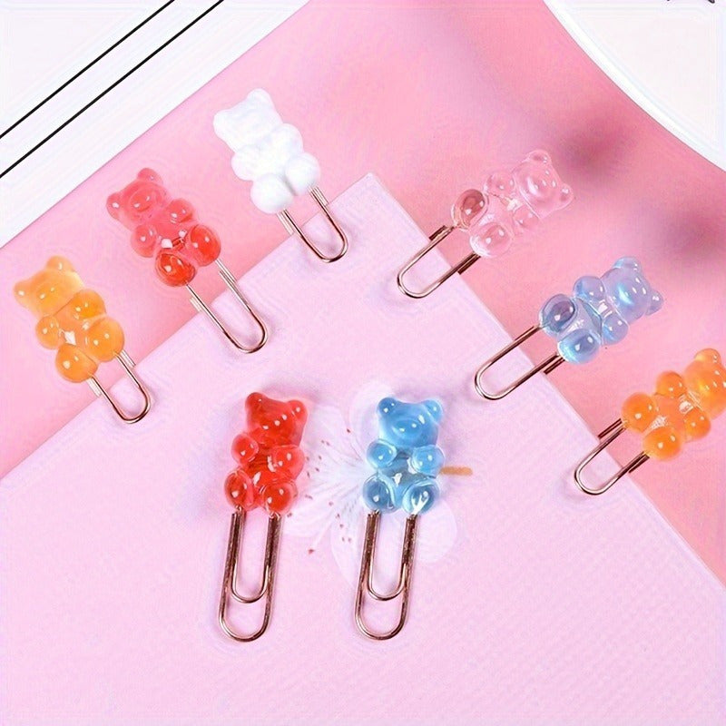 Metal Paper Clips Rainbow Bear File Clips Stationery Supplies Clips