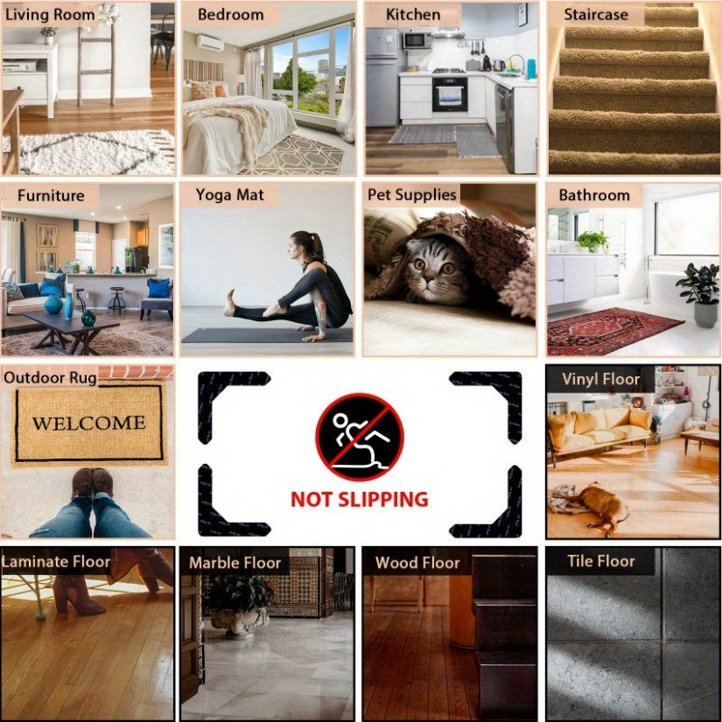 8pcs Self Adhesive Fastener Stickers Hook Loop for Bed Sofa Mat Carpet