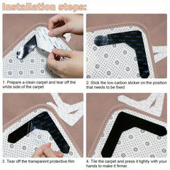 8pcs Self Adhesive Fastener Stickers Hook Loop for Bed Sofa Mat Carpet