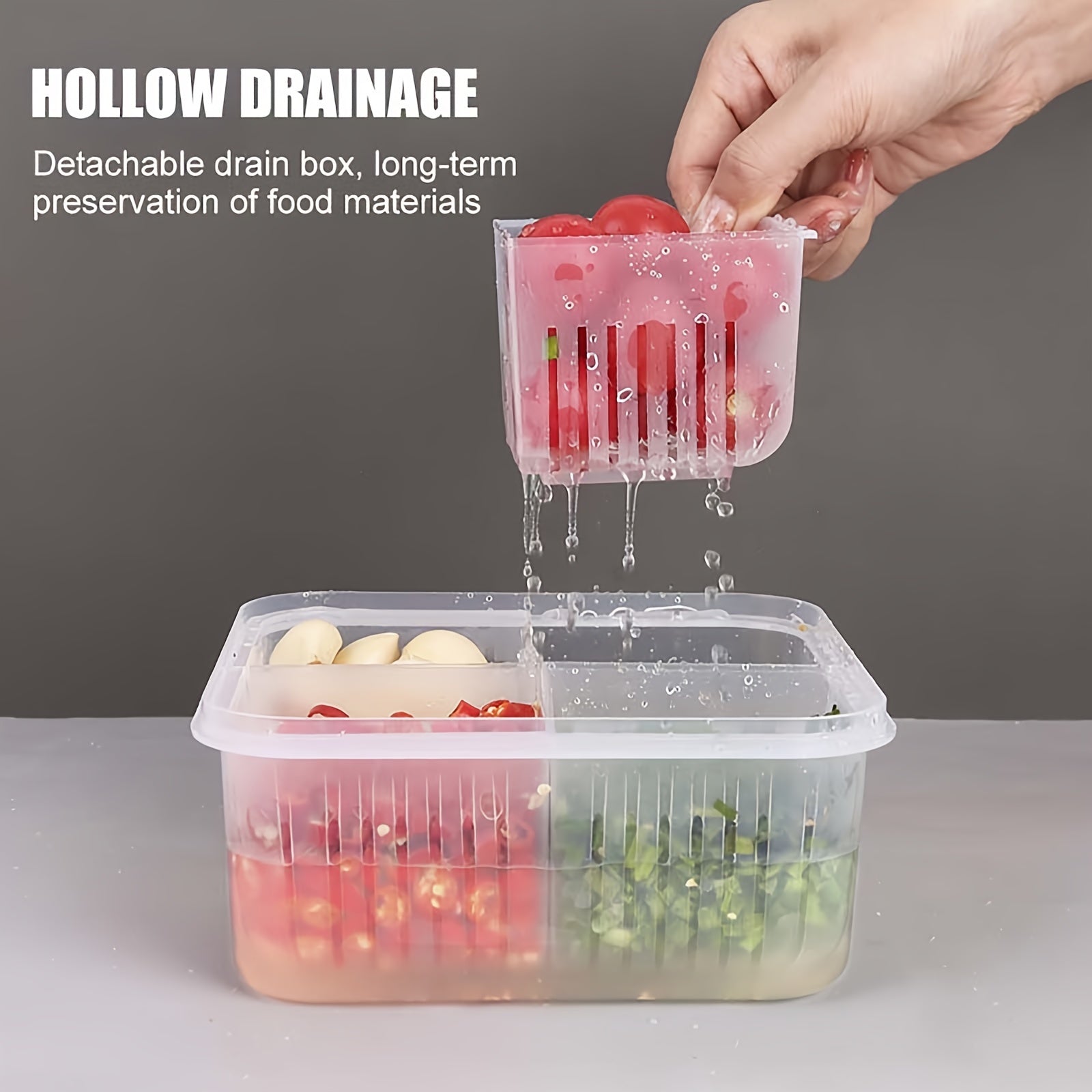 Refrigerator Fresh-keeping Drain Box Vegetable Storage Organizer