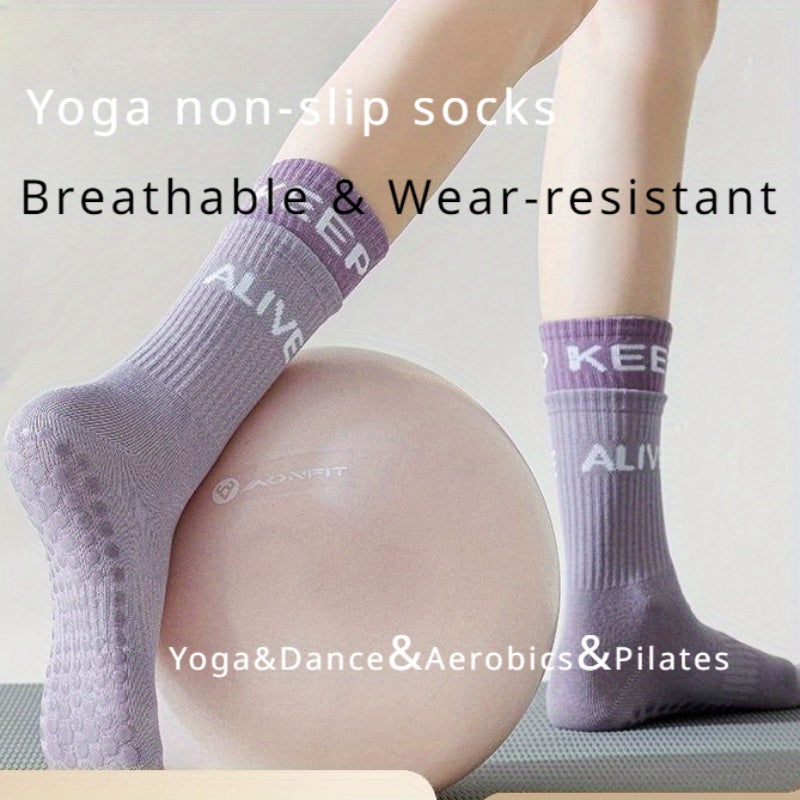 Breathable Yoga Socks With Silicone Dots Non-slip Indoor Gym Fitness