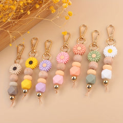 Cartoon Silicone Daisy Keychain Pendant DIY Bag Decoration