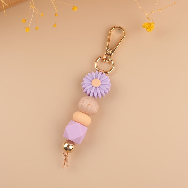 Cartoon Silicone Daisy Keychain Pendant DIY Bag Decoration