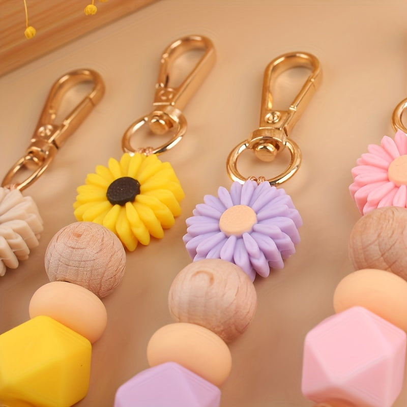 Cartoon Silicone Daisy Keychain Pendant DIY Bag Decoration