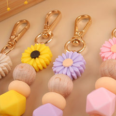 Cartoon Silicone Daisy Keychain Pendant DIY Bag Decoration
