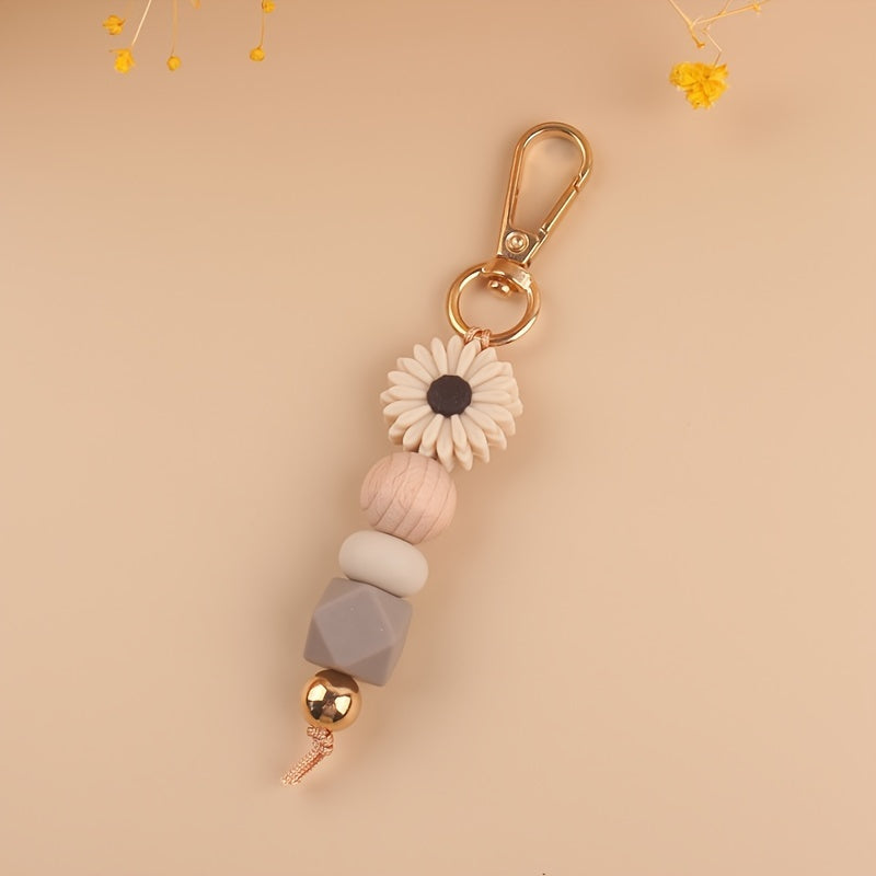 Cartoon Silicone Daisy Keychain Pendant DIY Bag Decoration