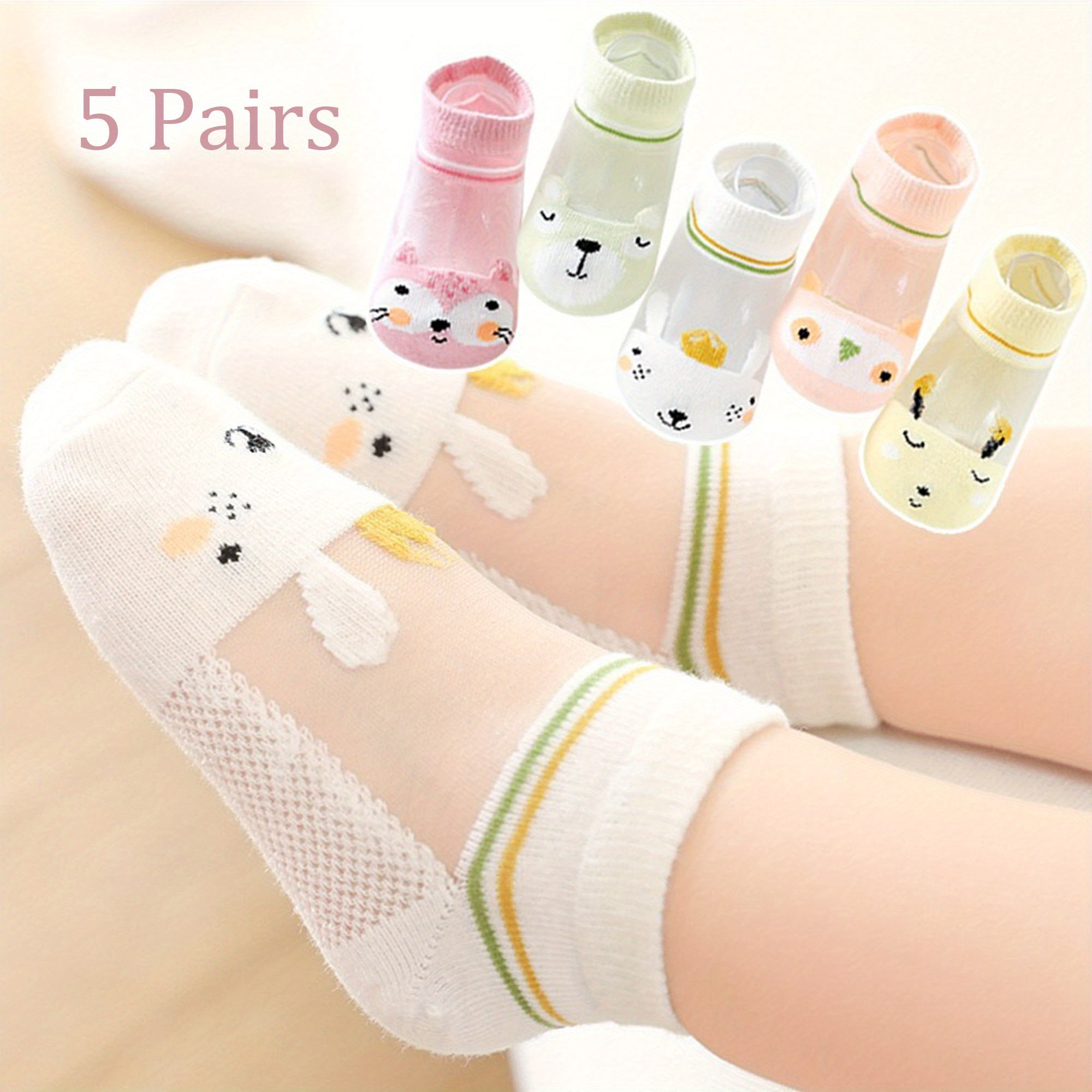 5 Pairs Boy's Cartoon Animal Liner Anklet Socks