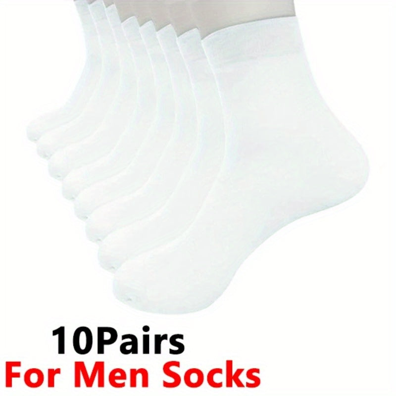 10 Pairs Men's Crew Socks Thin Breathable Casual Outdoor All Seasons Wear