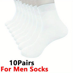 10 Pairs Men's Crew Socks Thin Breathable Casual Outdoor All Seasons Wear