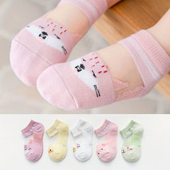 5 Pairs Boy's Cartoon Animal Liner Anklet Socks
