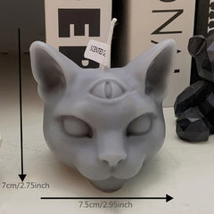 Grey Scented Three-eyed Cat Candles for Home Decoration