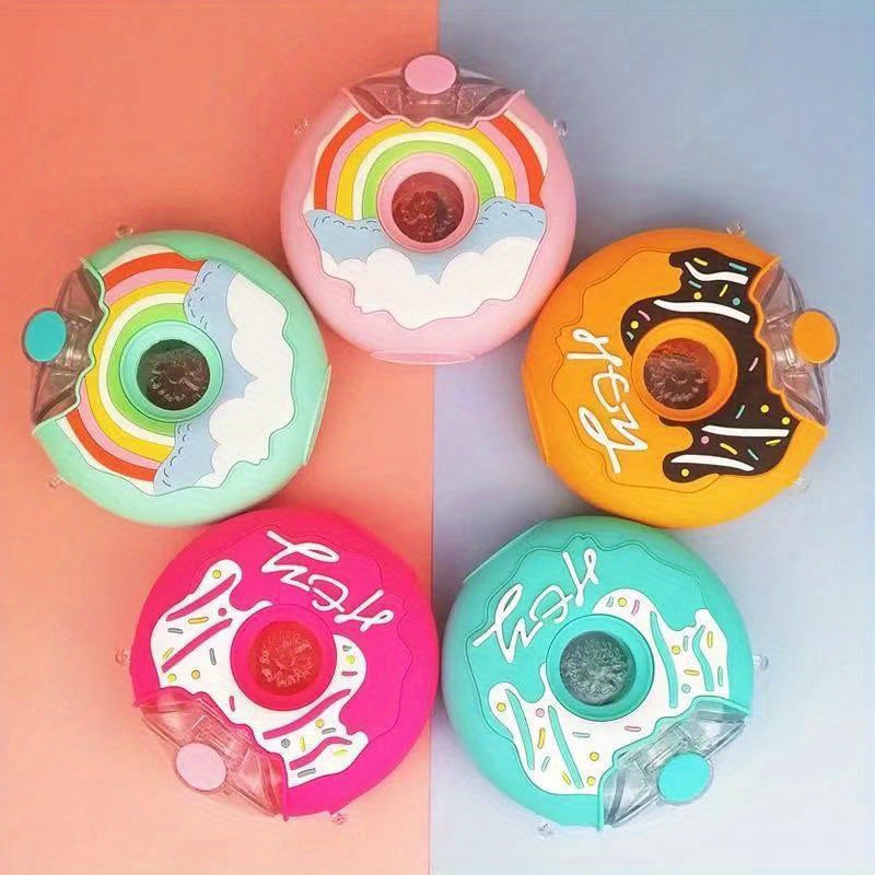 Donut Water Bottle 380ml Leakproof Straw Outdoor Sports Fitness Travel