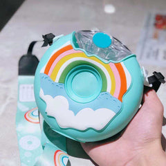 Donut Water Bottle 380ml Leakproof Straw Outdoor Sports Fitness Travel