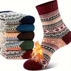 5 Pairs Men's Winter Wool Cotton Socks for Sneakers Boots
