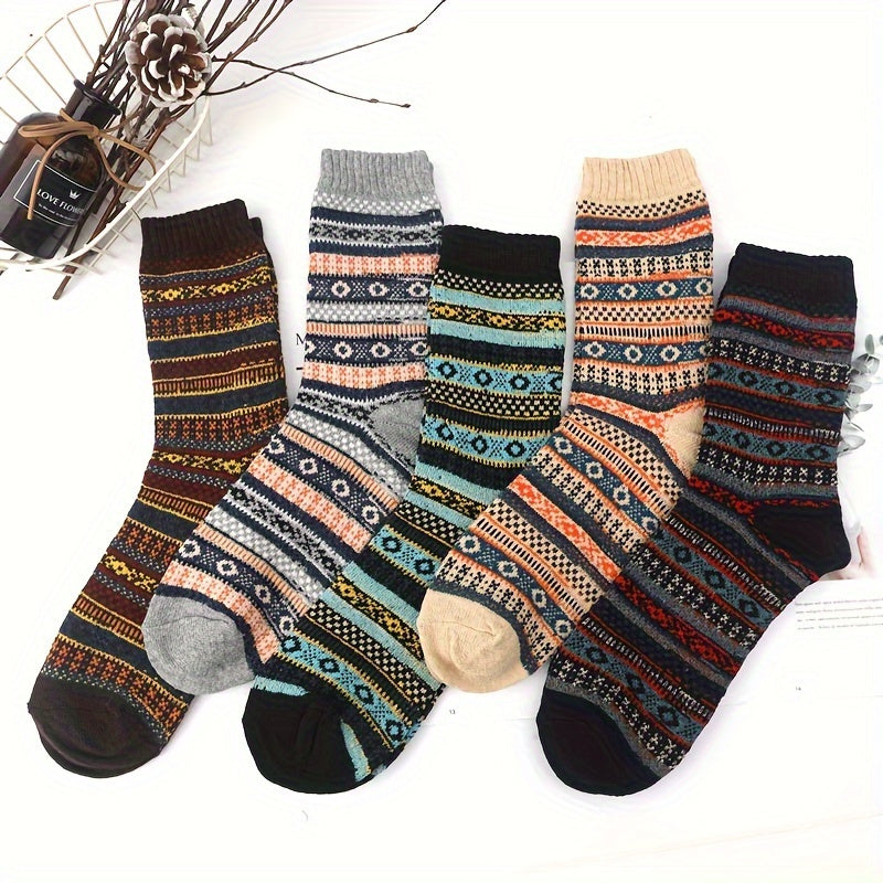 5 Pairs Men's Winter Wool Cotton Socks for Sneakers Boots