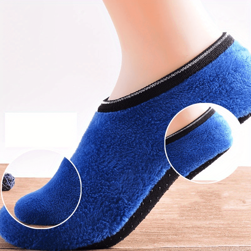 Solid Thick Yoga Socks Low Cut Non Slip Fuzzy Socks For Fall & Winter