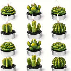 6pcs Cactus Tea Candles for Home Decor, Party, Wedding, Home Decoration