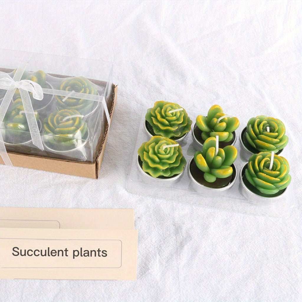 6pcs Cactus Tea Candles for Home Decor, Party, Wedding, Home Decoration