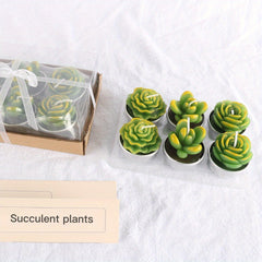 6pcs Cactus Tea Candles for Home Decor, Party, Wedding, Home Decoration