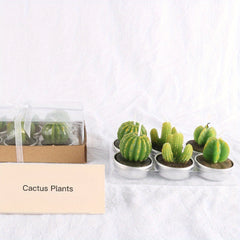 6pcs Cactus Tea Candles for Home Decor, Party, Wedding, Home Decoration