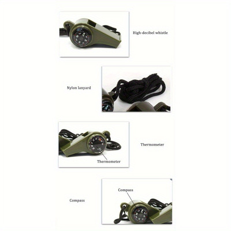 3 in 1 Emergency Survival Whistle with Compass and Thermometer