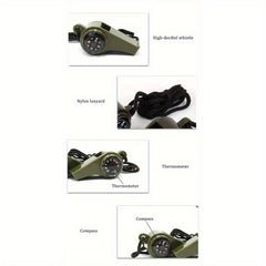 3 in 1 Emergency Survival Whistle with Compass and Thermometer