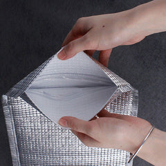 5pcs Zipper Reusable Aluminum Lunch Bag Portable Food Thermal Bag
