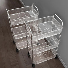 3 Tier Storage Cart Office Bookshelf with Wheels Clear Plastic Organizer