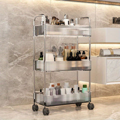 3 Tier Storage Cart Office Bookshelf with Wheels Clear Plastic Organizer
