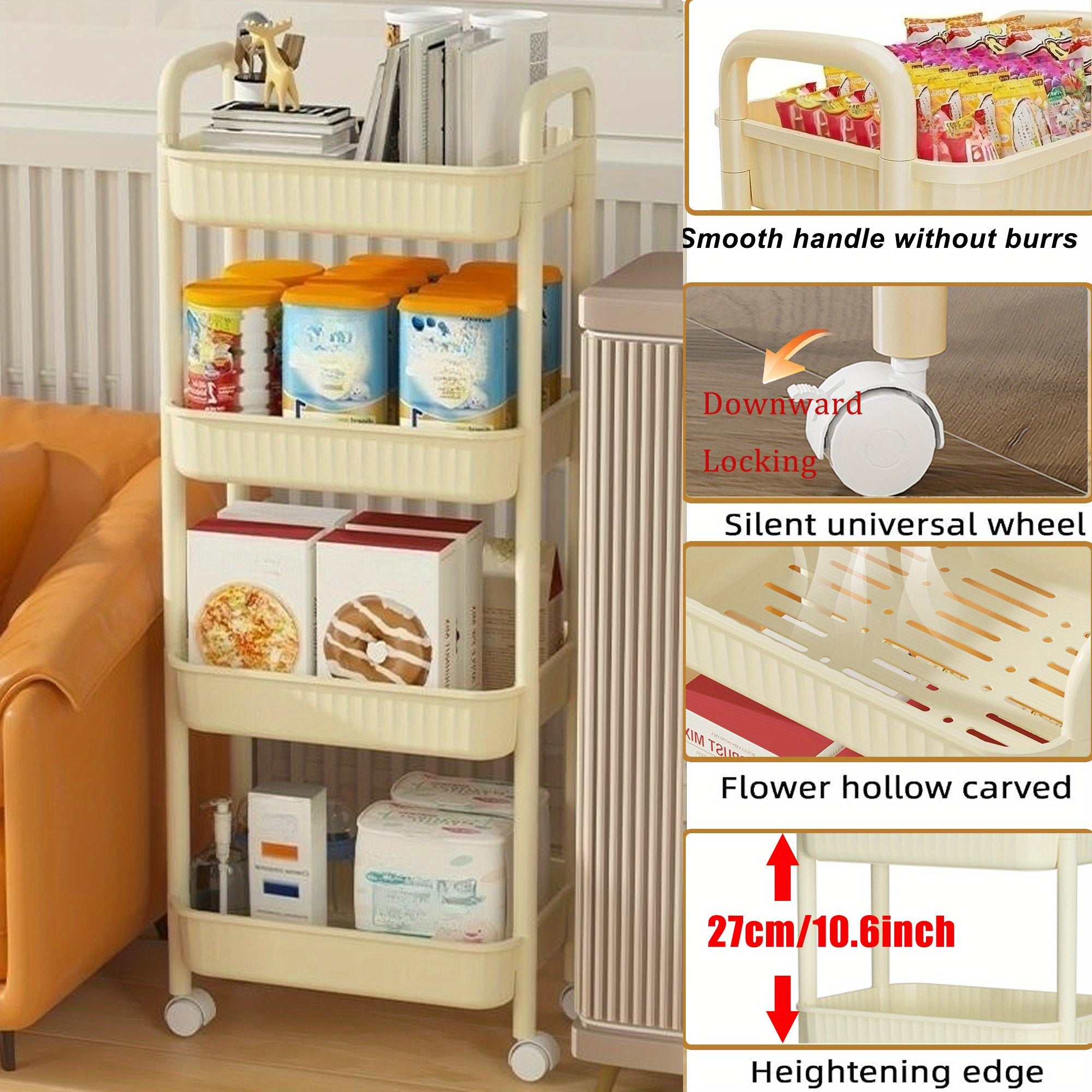 Kitchen Storage Rack Trolley Multilayer Storage Organizer
